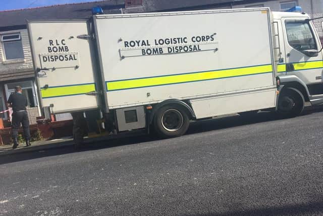 The bomb squad was seen outside the house last night (Pic: Gemma Holmes)