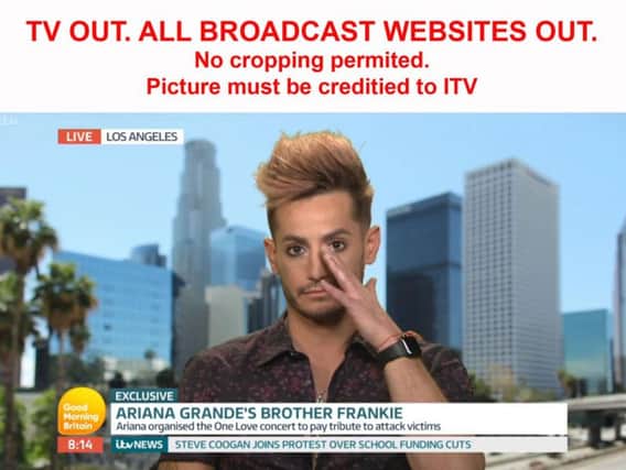 Ariana Grande's brother Frankie Grande speaking on Good Morning Britain