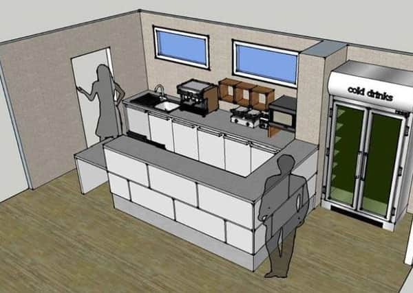 An artists impression showing part of the interior of the new Anchorsholme Library cafe