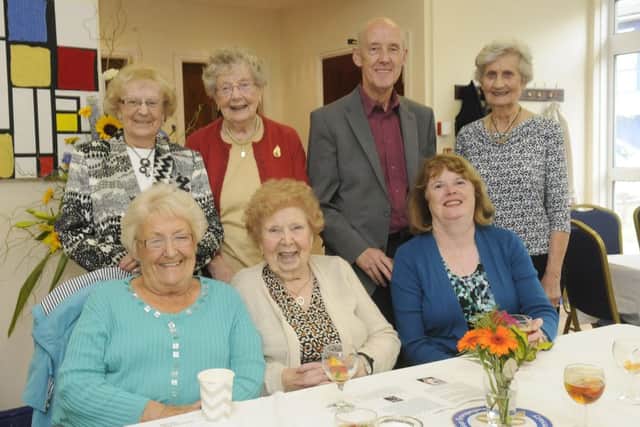 Back row L-R Gwyneth Paterson, May Coe, Tony Court and Lois Clarke.  Front row L-R Sheila Wood, Ivy Broadbent MBE and Susan Court