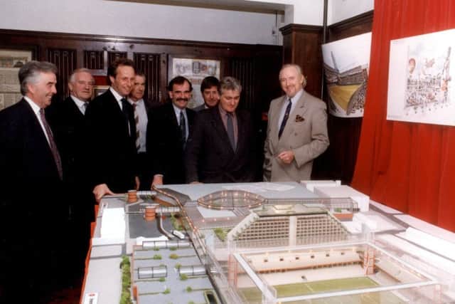 Blackpool FC Super Stadium Committee meeting in November 1992 with Owen Oyston on the far right of the pic