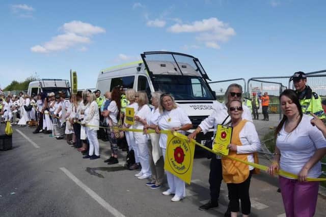 Anti-fracking protesters at the Preston New Road drill site