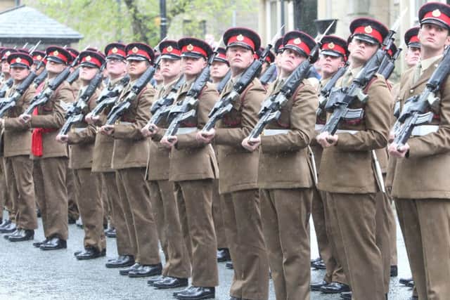 Members of The Duke of Lancaster's Regiment on parade