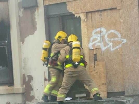 Fire crews were forced to break-in to the building