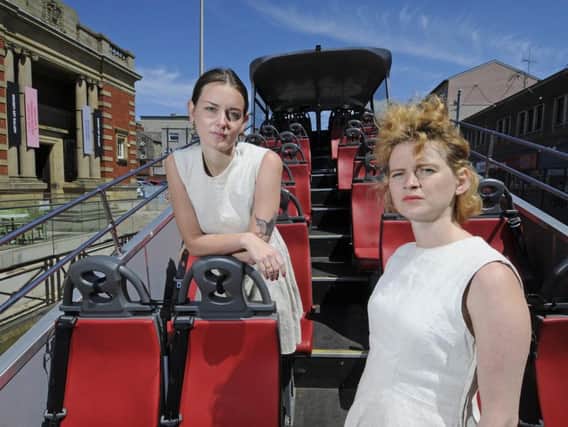 Cecilia Knapp and Jemima Foxtrot on board the Rear View buss