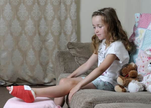 6-year-old Megan Hanson had to have stiches after cutting her foot on a discarded BBQ on Blackpool beach