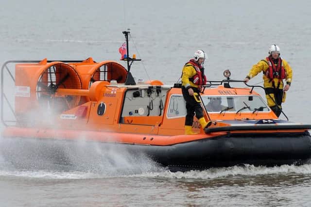 The Morecambe hovercraft takes part in a demonstration