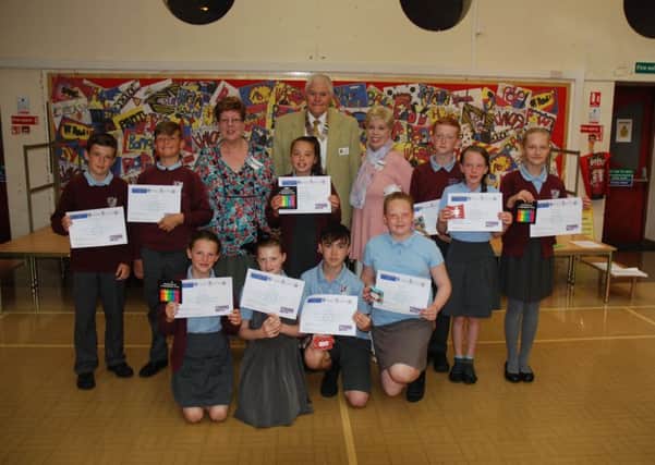Some of the winning Marton Academy pupils with the Rotary Team after they took part in the Rotary Young Writer Competition