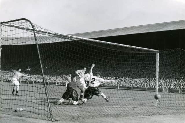 Bill Perry scores the winning goal in the Blackpool V Bolton 1953 FA Cup final at Wembley
