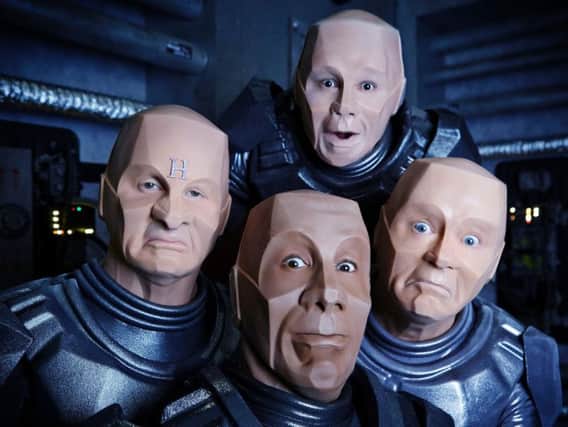 The cast - Craig Charles, and Chris Barrie, Danny John-Jules - spent hours in make-up to be transformed into mechanoids, a process usually only endured by Robert Llewellyn.