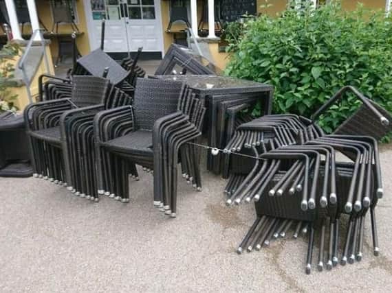 An image of damaged furniture posted by Ashton Gardens staff
