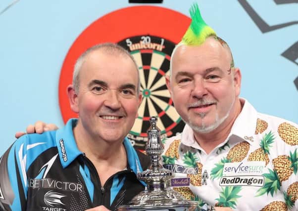 Phil Taylor and Peter Wright	          PICTURE: LAWRENCE LUSTIG/PDC