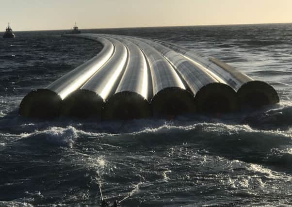 A two-mile long pipe is being brought 220 miles across the sea from Northern Ireland to improve Blackpool bathing waters as part of a project being carried out by United Utilities.