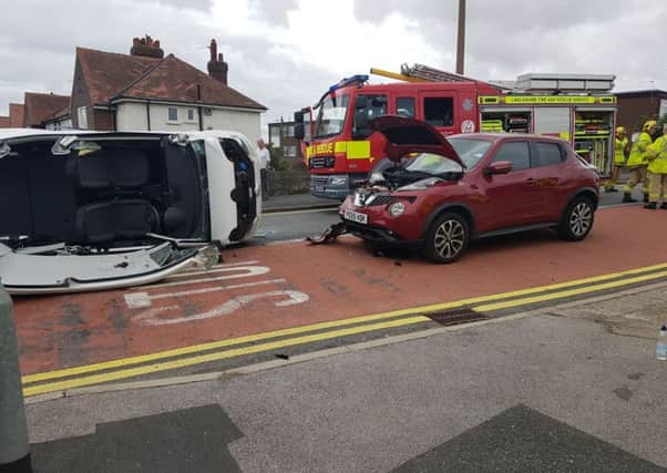 The crash scene on St Leonards Road, St Annes.