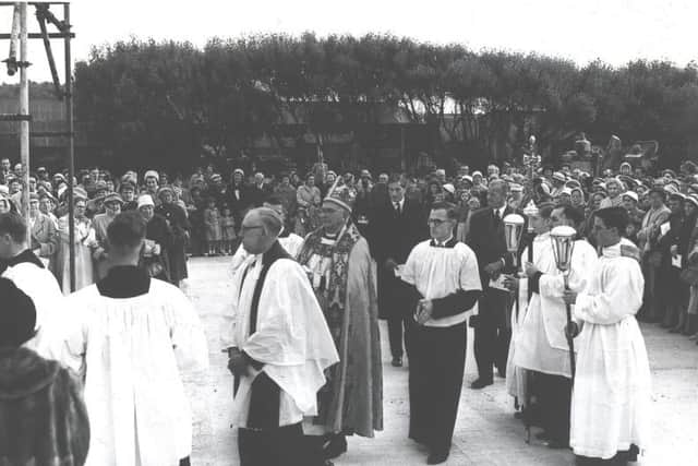 Church officials at the foundation stone ceremony of St. Nicholas Church, Fleetwood in 1960