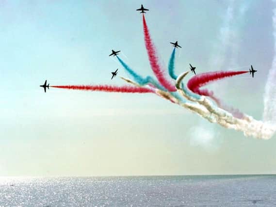 The Red Arrows over the sea at Blackpool