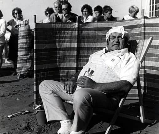 Les Dawson filming A Century of Stars in Blackpool for TV in 1985