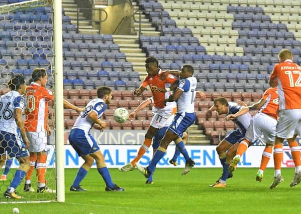 The Blackpool goal at Wigan