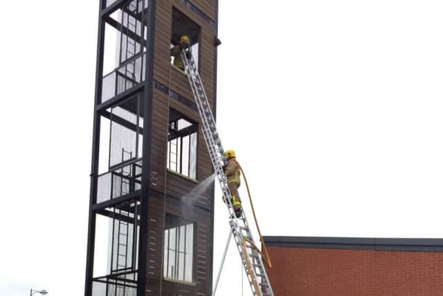 Firefighters spotted the fire from the top of a drill tower