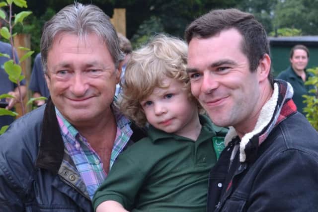 Alan Titchmarsh with zookeeper Johnpaul Houston (right) and Johnpaul's son Nathaniel   (Pic: ITV)