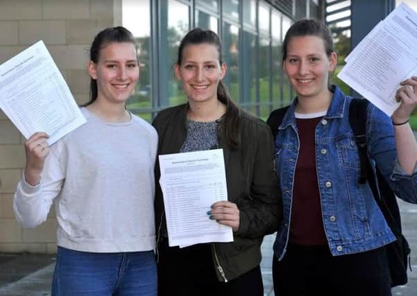 Sabrina Leahy, Charlotte Leahy and Georgia Leahy, who all achieved three distinction stars at Blackpool Sixth Form College