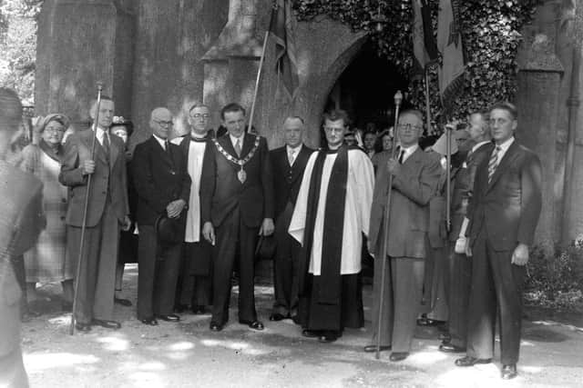 Fleetwood Civic Sunday dignitaries at St Peter's Church, May 1952