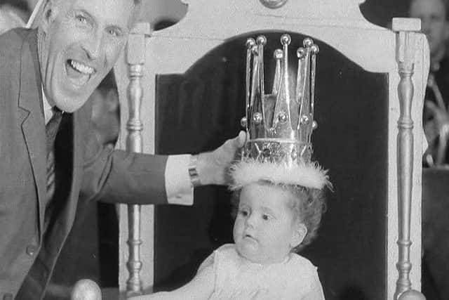 Sir Bruce  crowns baby Julianne Waterworth - Blackpools Baby of the Year 1967 ... but where is she now?