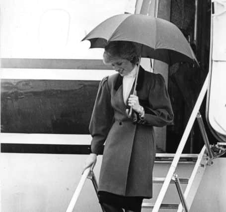Princess Diana arrives at British Aerospace, Warton