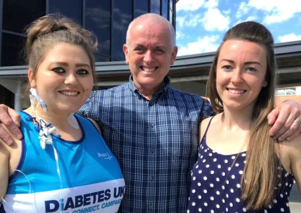 Abbe Boardman, of Poulton, (left) with her dad Stephen and sister Laura
