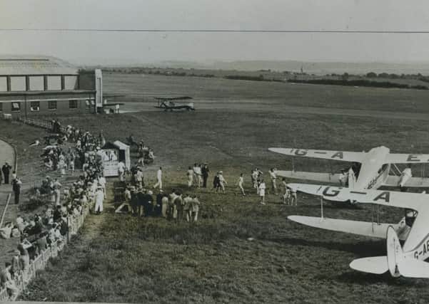 Queueing for joy flights at old Blackpool Stanley Park aerodrome, 1933