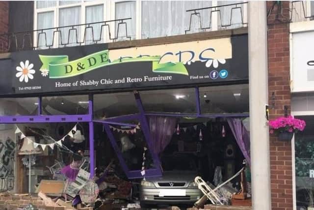 The shop was wrecked by the reversing car (Pic: Andrew Figg)