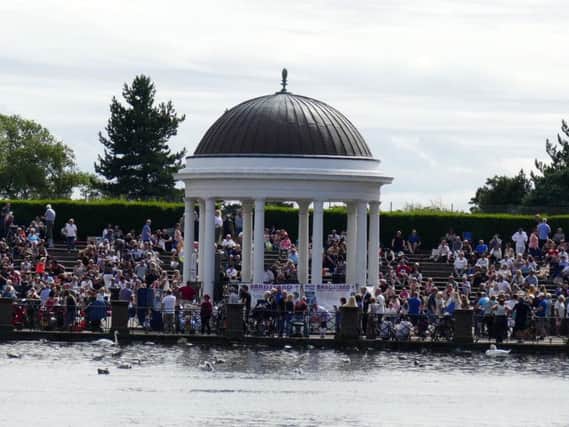 Music fans gather at the bandstand at Stanley Park