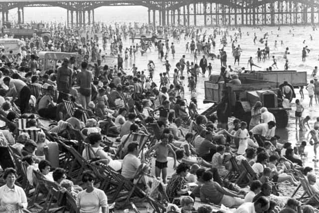 Busy scene on Blackpool beach   Photo: Mary Evans Picture Library/Shirley Baker