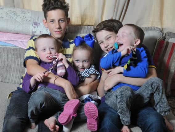Elsie Lowe who suffers from rare and severe allergies, with brothers Harry, Ben, Arthur and Alfie