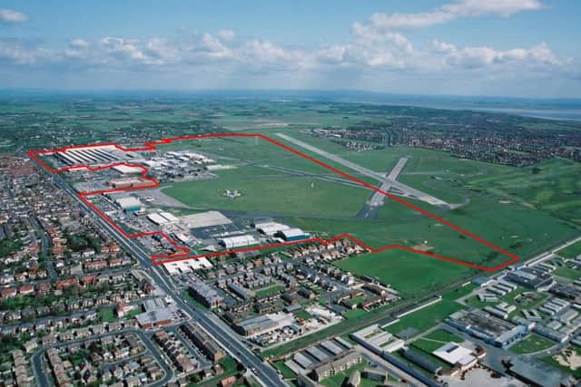 An aerial shot showing the boundaries of the Blackpool Airport enterprise zone