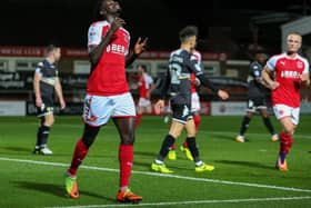 Fleetwood Town's Jordy Hiwula celebrates scoring the opening goal 

Photographer Alex Dodd/CameraSport

The EFL Sky Bet League One - Fleetwood Town v Bury - Tuesday 12th September 2017 - Highbury Stadium - Fleetwood

World Copyright Â© 2017 CameraSport. All rights reserved. 43 Linden Ave. Countesthorpe. Leicester. England. LE8 5PG - Tel: +44 (0) 116 277 4147 - admin@camerasport.com - www.camerasport.com