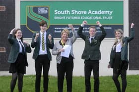 Jane Bailey with pupils outside South Shore Academy