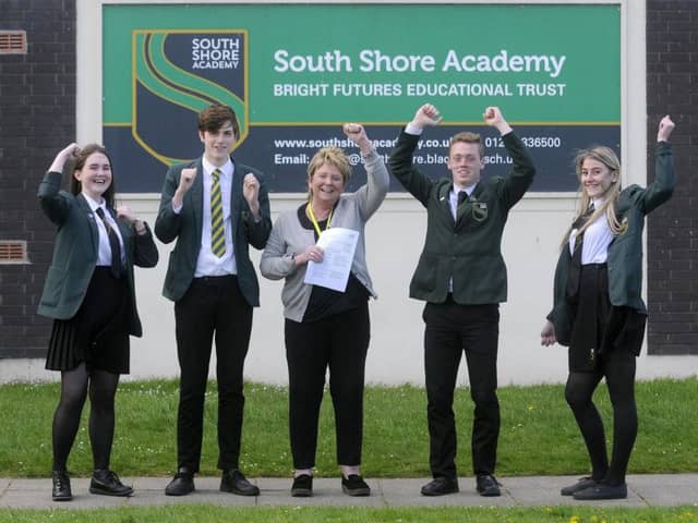 Jane Bailey with pupils outside South Shore Academy