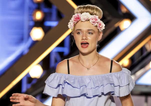 MANDATORY CREDIT REQUIRED: SYCO/THAMES TV

Undated handout photo issued by ITV of X Factor contestant Chloe Rose Moyle during episode 6 of the ITV1 talent show, The X Factor. PRESS ASSOCIATION Photo. Issue date: Sunday September 17, 2017. Photo credit should read: Tom Dymond/Syco/Thames/ITV Plc/PA Wire

NOTE TO EDITORS: This handout photo may only be used in for editorial reporting purposes for the contemporaneous illustration of events, things or the people in the image or facts mentioned in the caption. Reuse of the picture may require further permission from the copyright holder.