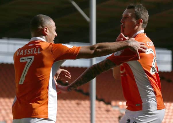 Blackpool's goalscorers Kyle Vassell and Callum Cooke
