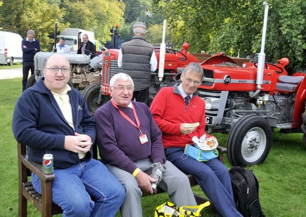 Lunchtime at Lytham Hall Steam Fair for from left, Wayne Christie, Bob Downham and Andrew Lowe
