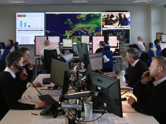 People at work in the Operations room at the Ryanair offices