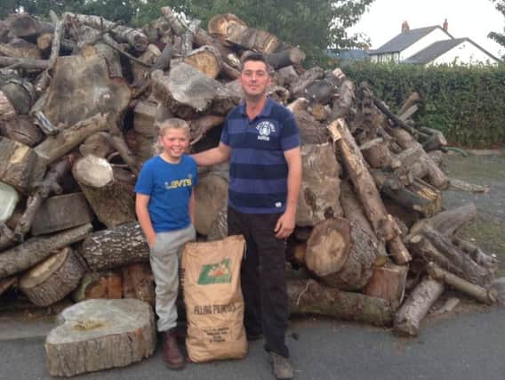 Ian and Freddie Jenkinson of Pilling with their entry for the Big Chip Off contest at Owd Nells
