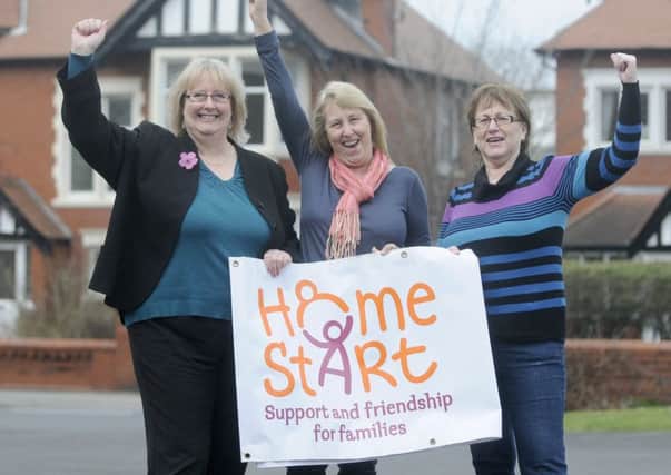Home Start  Blackpool, Fylde and Wyre celebrate a vital cash grant. Pictured L-R are Pat Naylor, Gill Roper and Shelagh Byrne.