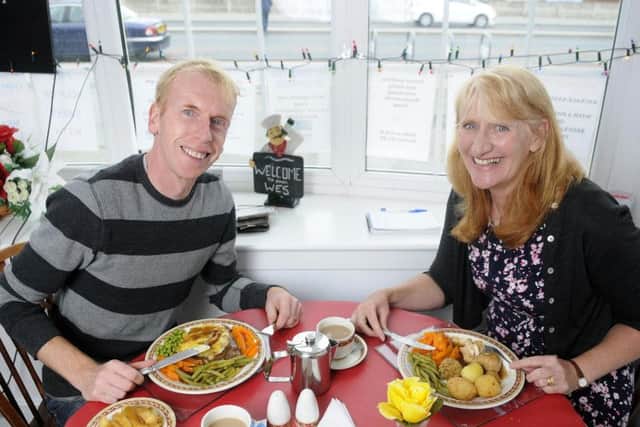 Clive and Shelagh Parkinson tuck into their meal