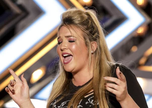 MANDATORY CREDIT REQUIRED: SYCO/THAMES TV 

Undated handout photo issued by ITV of X Factor contestant Jenny Ball during episode 8 of the ITV1 talent show, The X Factor. PRESS ASSOCIATION Photo. Issue date: Sunday September 24, 2017. See PA story SHOWBIZ XFactor. Photo credit should read: Tom Dymond/Syco/Thames/ITV/PA Wire

NOTE TO EDITORS: This handout photo may only be used in for editorial reporting purposes for the contemporaneous illustration of events, things or the people in the image or facts mentioned in the caption. Reuse of the picture may require further permission from the copyright holder.