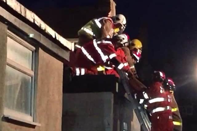 Firefighters rescued Tony Wheeler, 28, after he was trapped following a gas explosion on Charles Street.