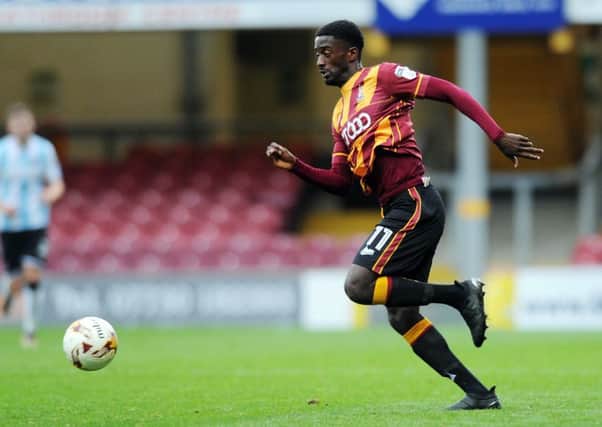 Jordy Hiwula in action for Bradford last season