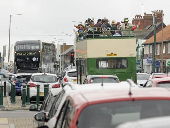The Monster Raving Loony Party on their open top bus ride in Blackpool