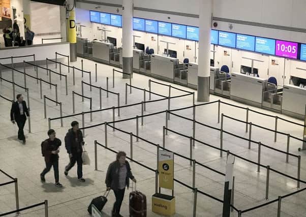 PABest

Empty check-in desks at Gatwick Airport after Monarch Airlines collapsed into administration resulting in future bookings and holidays being cancelled and the government asking the CAA to charter more than 30 planes to bring customers overseas back to the UK. PRESS ASSOCIATION Photo. Picture date: Monday October 2, 2017. See PA story TRANSPORT Monarch. Photo credit should read: Lauren Hurley/PA Wire